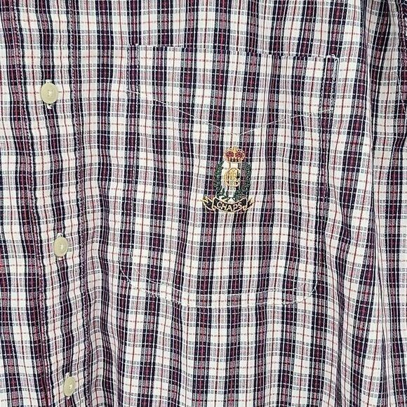 Chaps Ralph Lauren Men's Button Down Long Sleeve Plaid Denim Collar  Vintage 90s - Picture 3 of 9